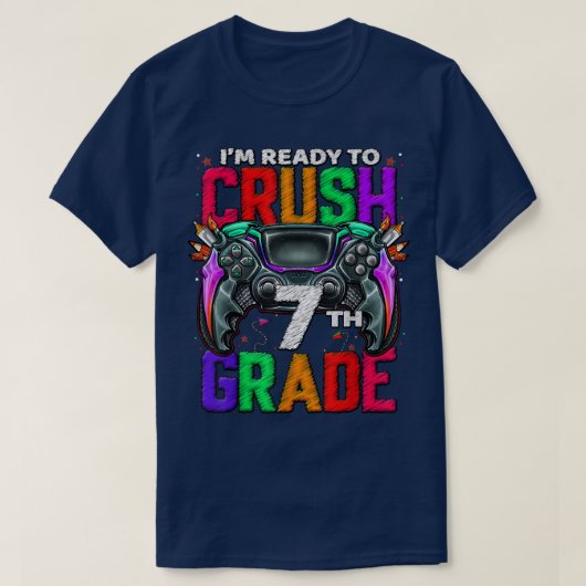 7e graad onvergrendeld spel in 7e graad terug naar t-shirt (Design voorkant)