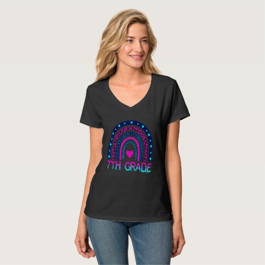 7e graad Regenboogleraar Hallo eerste graad Rug T T-shirt (Voorkant volledig)