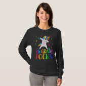 7e Grade Rocks Unicorn Dab Terug naar de schooller T-shirt (Voorkant volledig)