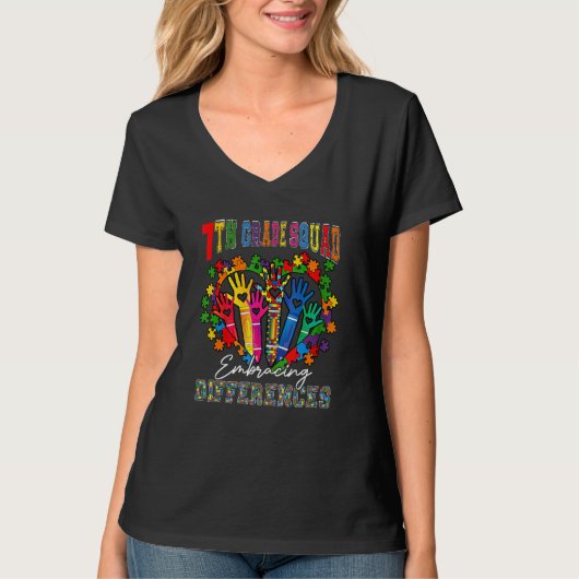 7e Grade Squad omarmt verschillen Autisme SPED T-shirt (Voorkant)