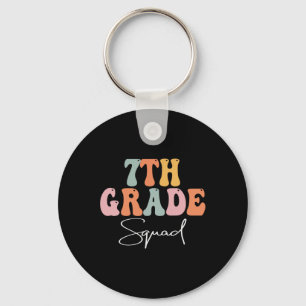 7e Grade Squad Retro Groovy Vrouwen Happy First Da Sleutelhanger