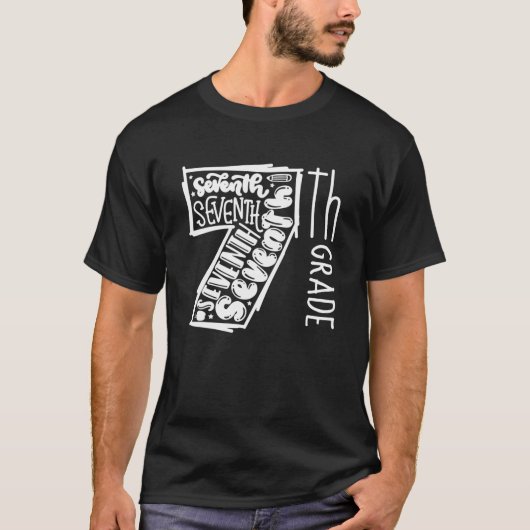 7e Grade Typografie Team 7e Grade Funny Back T-shirt (Voorkant)