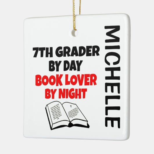 7e Grader houdt van lezen van CUSTOM Keramisch Ornament (Links)