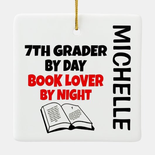 7e Grader houdt van lezen van CUSTOM Keramisch Ornament (Achterkant)