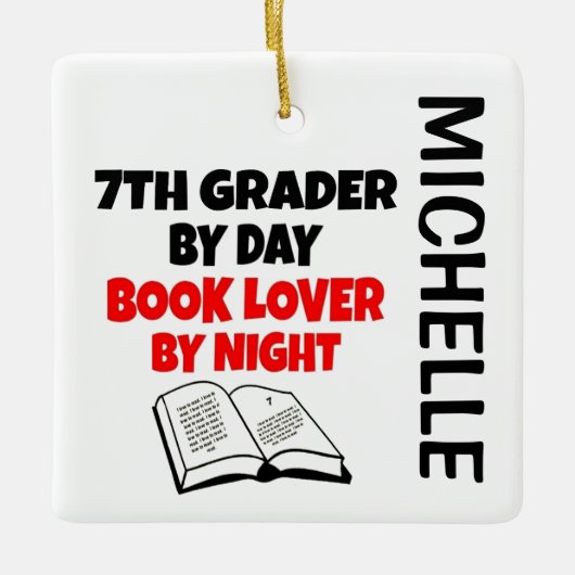 7e Grader houdt van lezen van CUSTOM Keramisch Ornament (Voorkant)