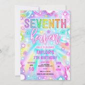 7e Hemel Neon Glow 7e Verjaardagsfeest Kaart (Voorkant)