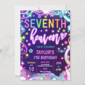 7e Hemel Neon Glow 7e Verjaardagsfeest Kaart (Voorkant)