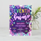 7e Hemel Neon Glow 7e Verjaardagsfeest Kaart (Staand voorkant)