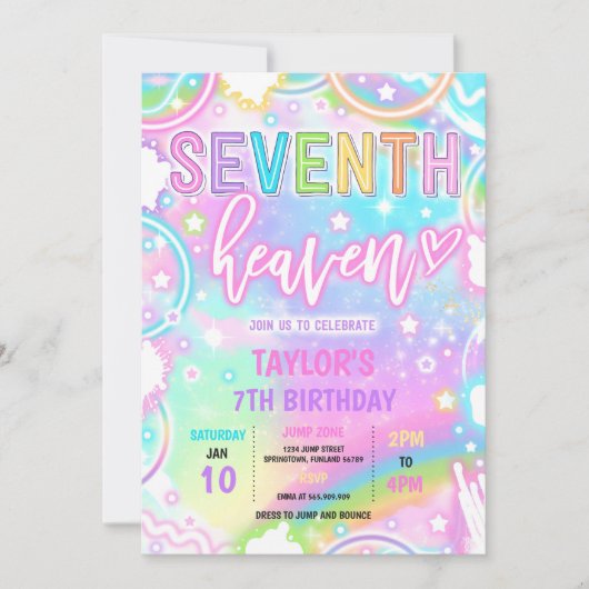 7e Hemel Neon Glow 7e Verjaardagsfeest Kaart (Voorkant)