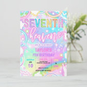 7e Hemel Neon Glow 7e Verjaardagsfeest Kaart (Staand voorkant)