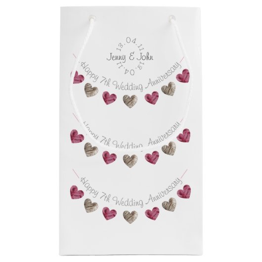 7e huwelijksdag ter wereld kleine cadeautas (Achterkant)