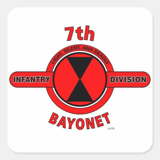 7E INFANTERIEDIVISIE "BAJONETDIVISIE" VIERKANTE STICKER (Voorkant)