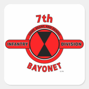 7E INFANTERIEDIVISIE "BAJONETDIVISIE" VIERKANTE STICKER