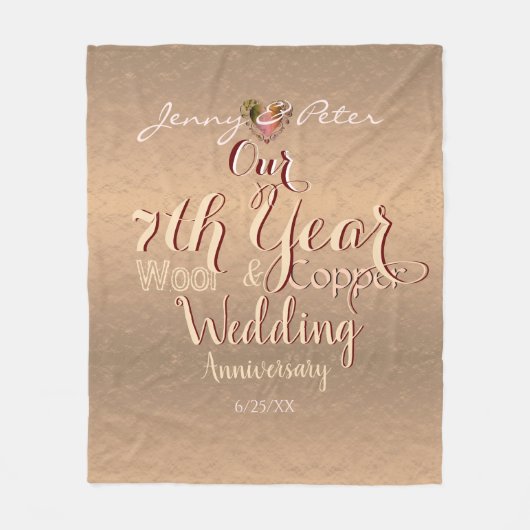 7e jaar Jubileum bruidend Fleece Deken (Voorkant)