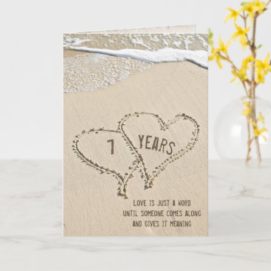 7e Jubileum Beach Hearts Kaart (Gele Bloem)