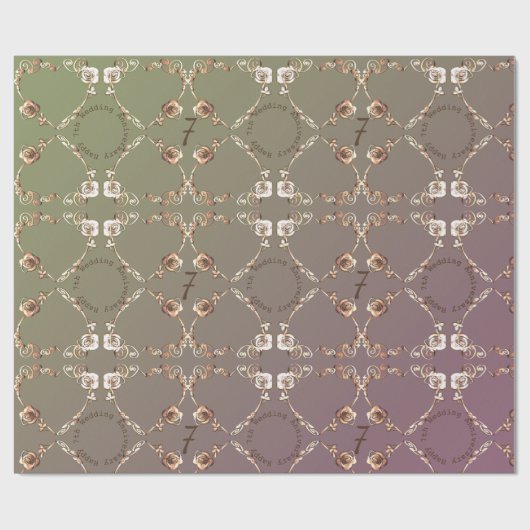 7e Jubileum  Copperen Rozen Cadeaupapier (Vlak)