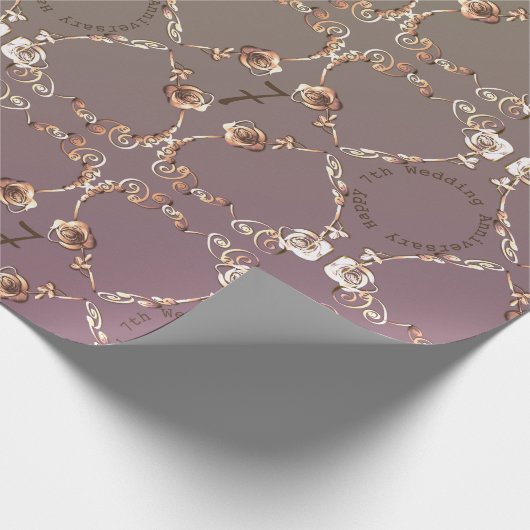 7e Jubileum  Copperen Rozen Cadeaupapier (Hoek)