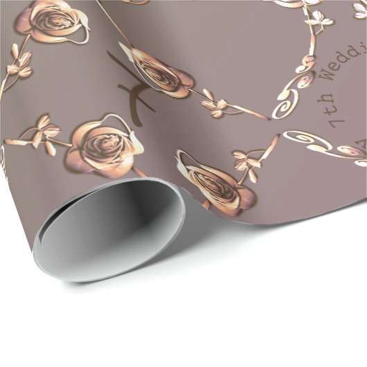 7e Jubileum  Copperen Rozen Cadeaupapier (Rol Hoek)