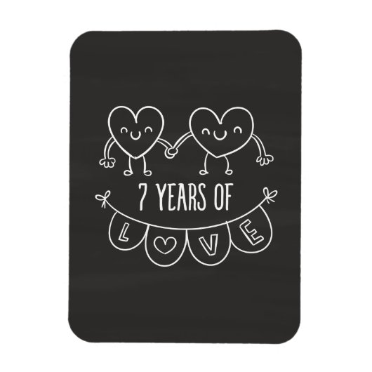 7e Jubileum - Gift Chalk Hearts Magneet (Verticaal)