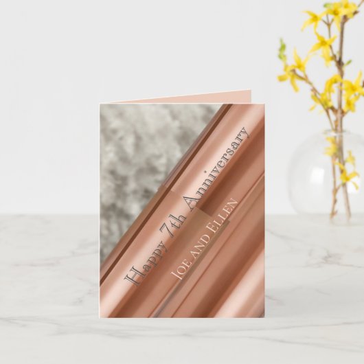 7e Jubileum koper en wol Kaart (Gele Bloem)