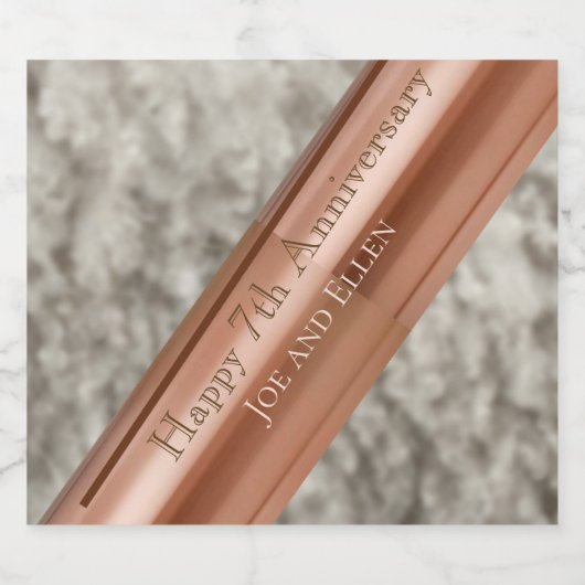 7e Jubileum koper en wol Sparkling Wijnetiket (Enkel label)