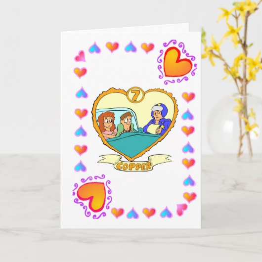 7e jubileum - Koper Kaart (Gele Bloem)