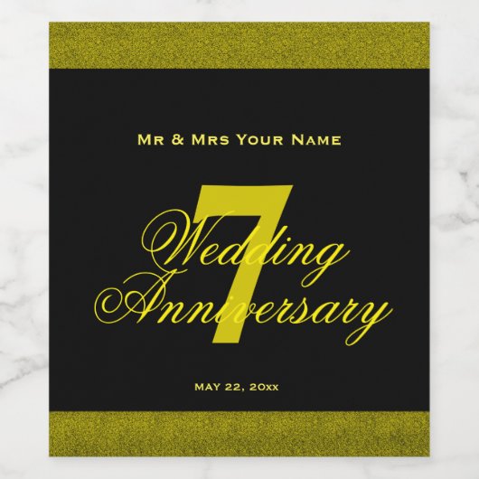 7e Jubileum voor weddenschappen Eigen wijn Wijn Etiket (Enkel label)