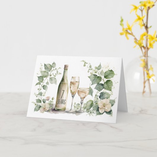 7e Jubileum Wijn en Ivy Kaart (Gele Bloem)