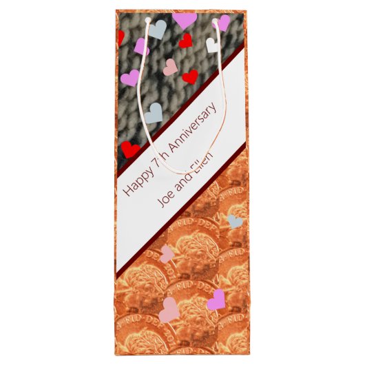 7e Jubileum, wol en koper Wijn Cadeautas (Achterkant)