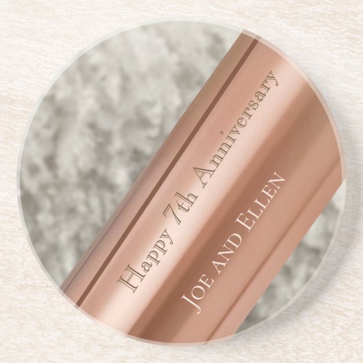 7e Jubileum, wol en koper Zandsteen Onderzetter (Voorkant)