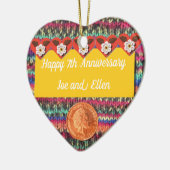 7e Jubileum, wol en koperen hartslag Keramisch Ornament (Links)