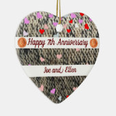 7e Jubileum, wol en koperen hartslag Keramisch Ornament (Rechts)