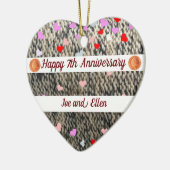 7e Jubileum, wol en koperen hartslag Keramisch Ornament (Links)