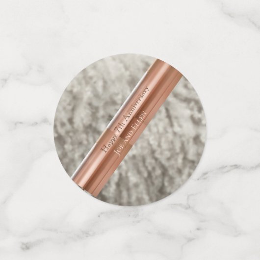 7e Jubileum, wol en koperhart Confetti (Kleine voorkant)