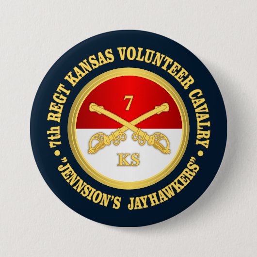 7e Kansas Cavalry Ronde Button 7,6 Cm (Voorkant)