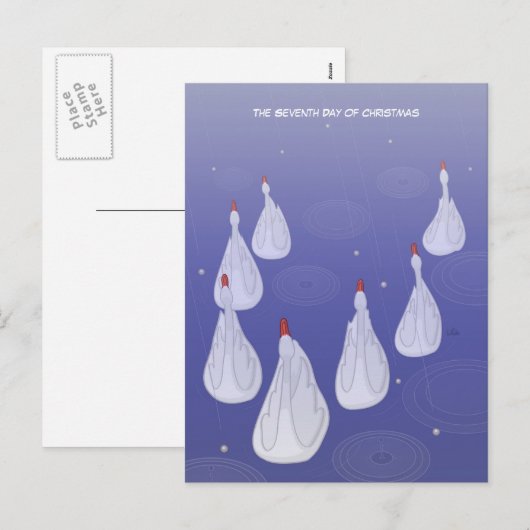 7e Kerstdag (7 Zwaantjes a-Zwemmen) Briefkaart (Voorkant / Achterkant)
