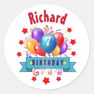 7e KIDS Birthday Festive Colorful Balloons B10DZ Ronde Sticker