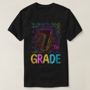 7e klas-donkerleerling leerling grappig terug naar t-shirt