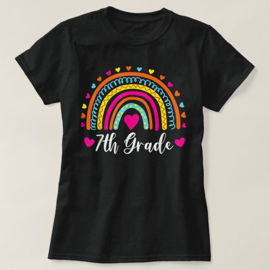 7e klas leraar grappige regenboog terug naar Scho T-shirt (Design voorkant)