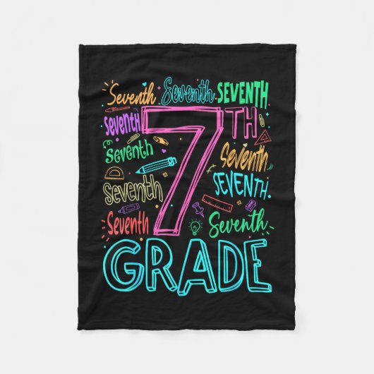 7e klas typografie team zevende klas terug naar fleece deken (Voorkant)