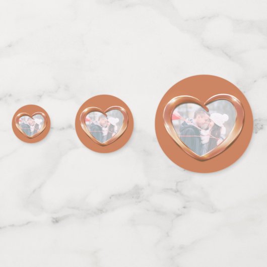 7e koper bruiloft jubileum hart en foto confetti (Voorkanten)