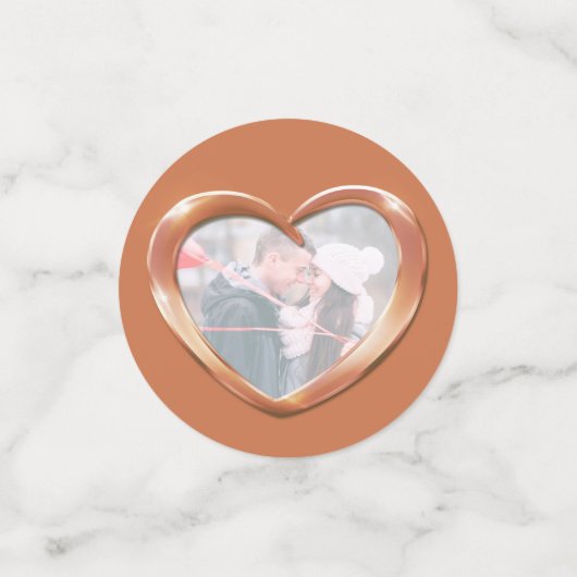 7e koper bruiloft jubileum hart en foto confetti (Kleine voorkant)