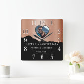 7e Koper Jubileum Traditionele Moderne Foto Vierkante Klok (Huis)