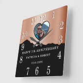 7e Koper Jubileum Traditionele Moderne Foto Vierkante Klok (Hoek)