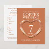 7e koperbruiloft Jubileum maaltijdkeuze Informatiekaartje (Voorkant / Achterkant)