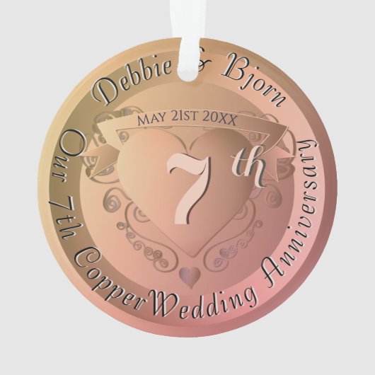 7e koperen bruiloft Jubileum Ornament (achterkant)