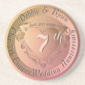 7e koperen bruiloft Jubileum Zandsteen Onderzetter (Voorkant)