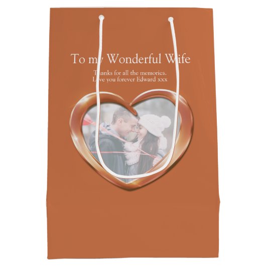 7e koperen trouwdag foto geschenkzak medium cadeauzakje (Achterkant)