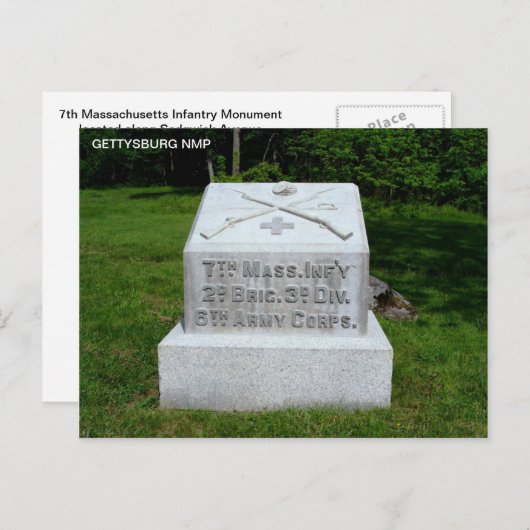 7E MASSACHUSETTEN INFANTRY BRIEFKAART (Voorkant / Achterkant)