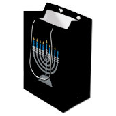 7e nacht Hanukkah Glitter Medium Gift Bag Medium Cadeauzakje (Voorkant Gekanteld)